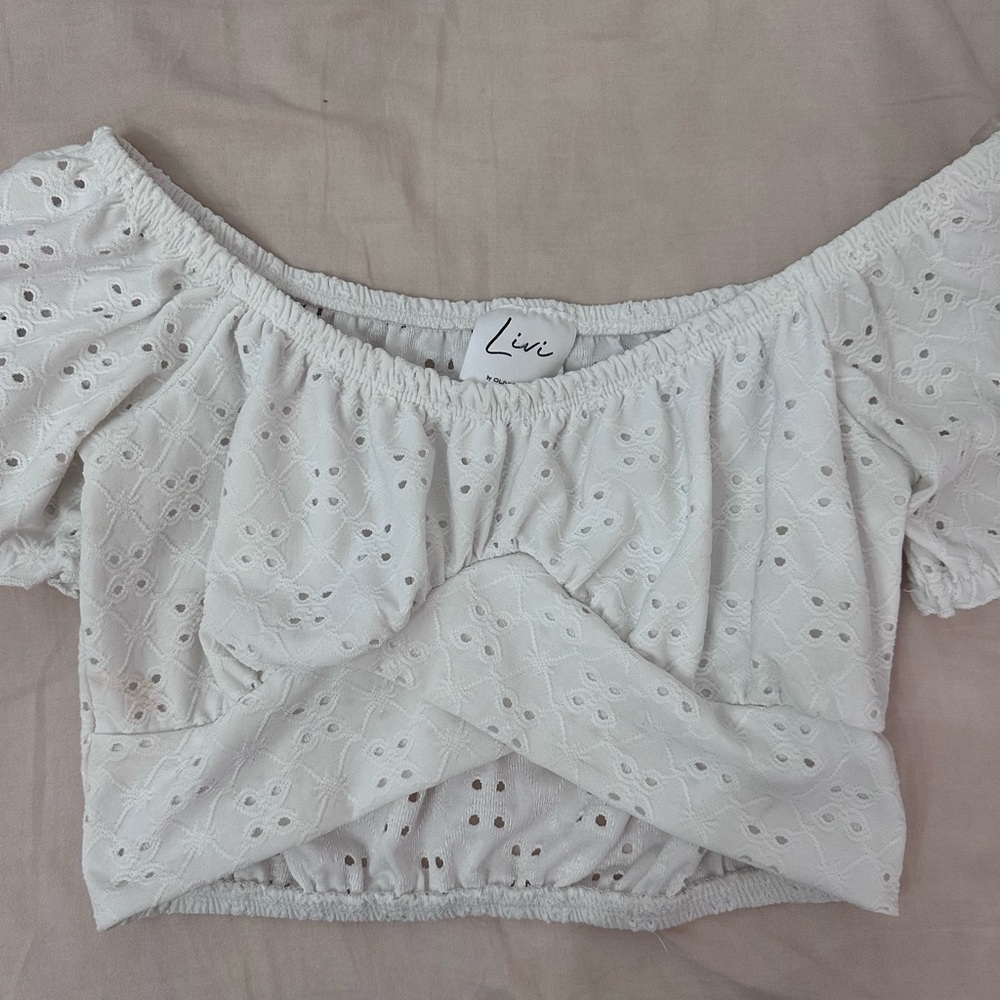White Eyelet Off-Shoulder Top
